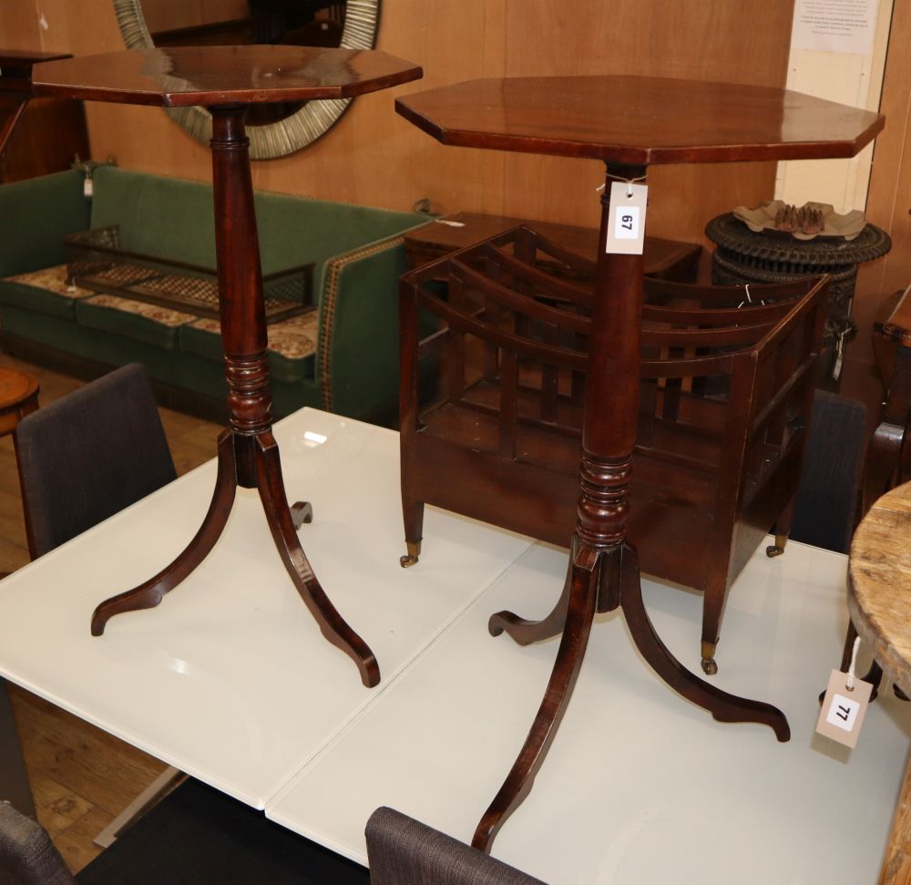 A pair of Regency style mahogany octagonal tripod wine tables, W.53cm H.77cm